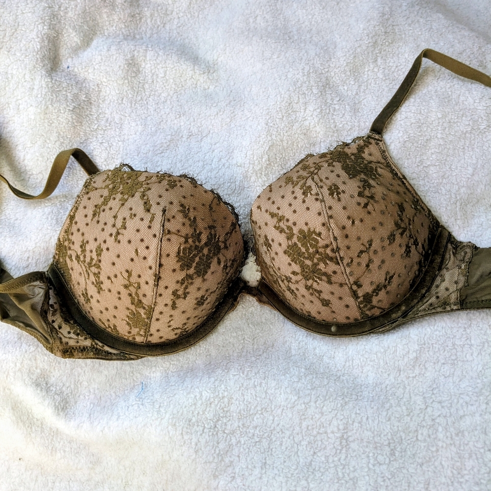 Victoria's Secret Swiss Dot Lace Overlay Pushup Bra 36B